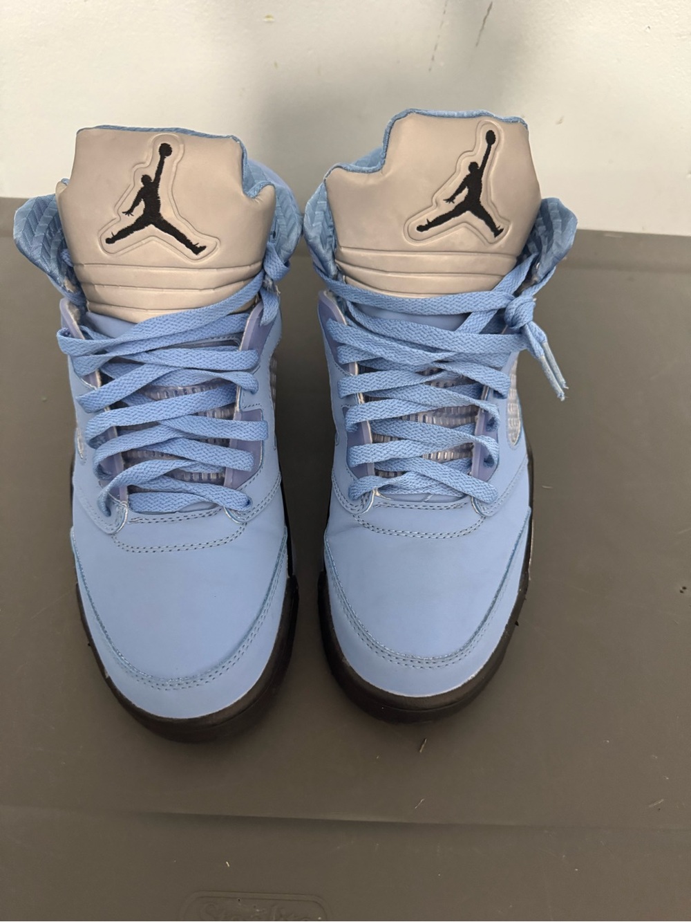 Jordan Kids Light Blue High-Top Sneakers with Black Accents